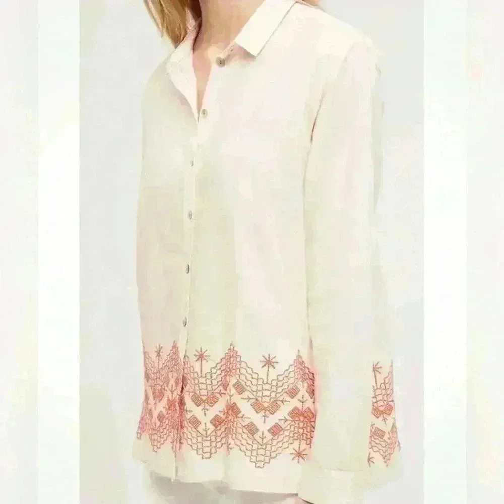Anthro Holding Horses Mayflower embroidered shirt sz 16